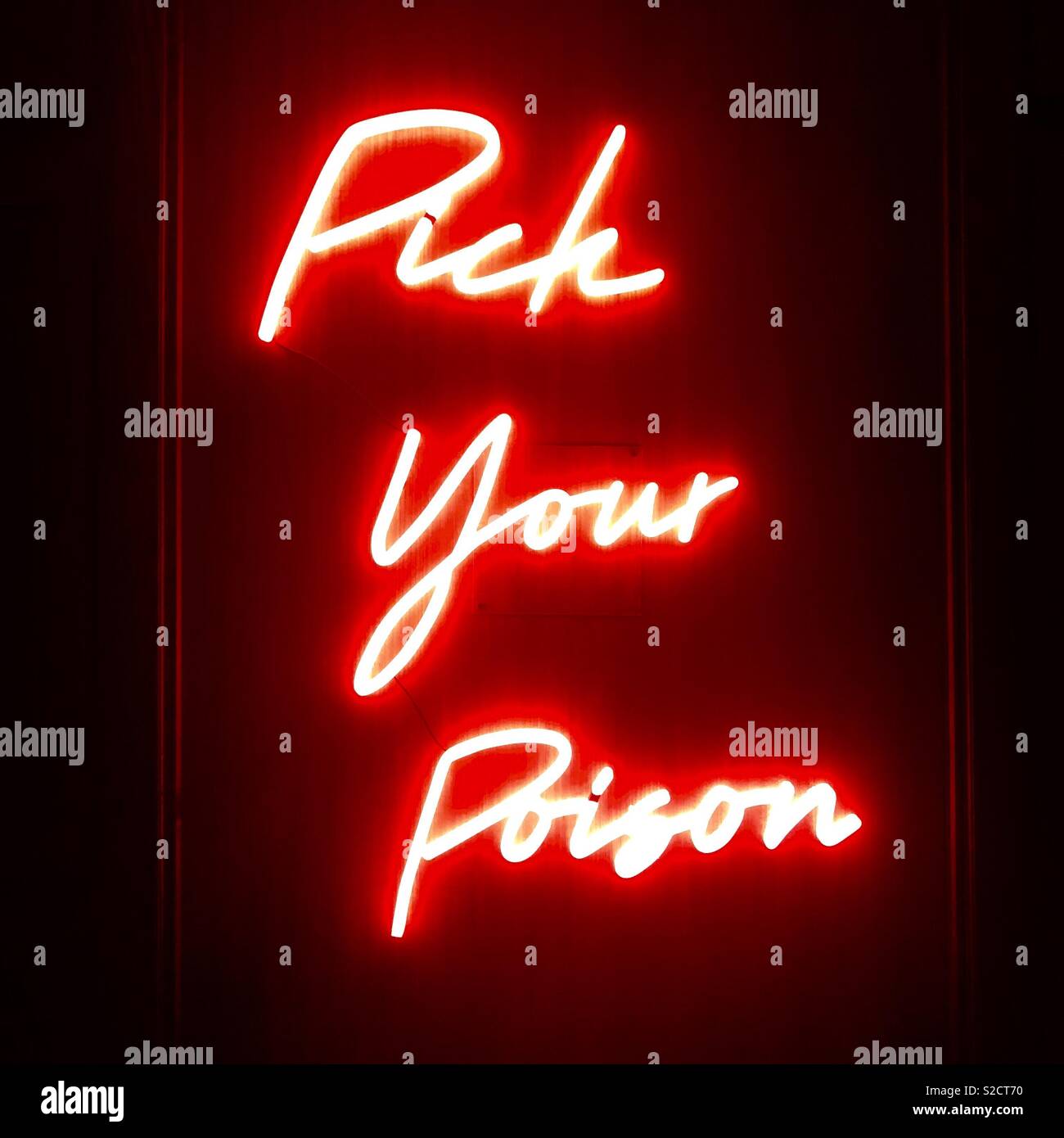 Pick Your Poison Neon Sign Stock Photo Alamy
