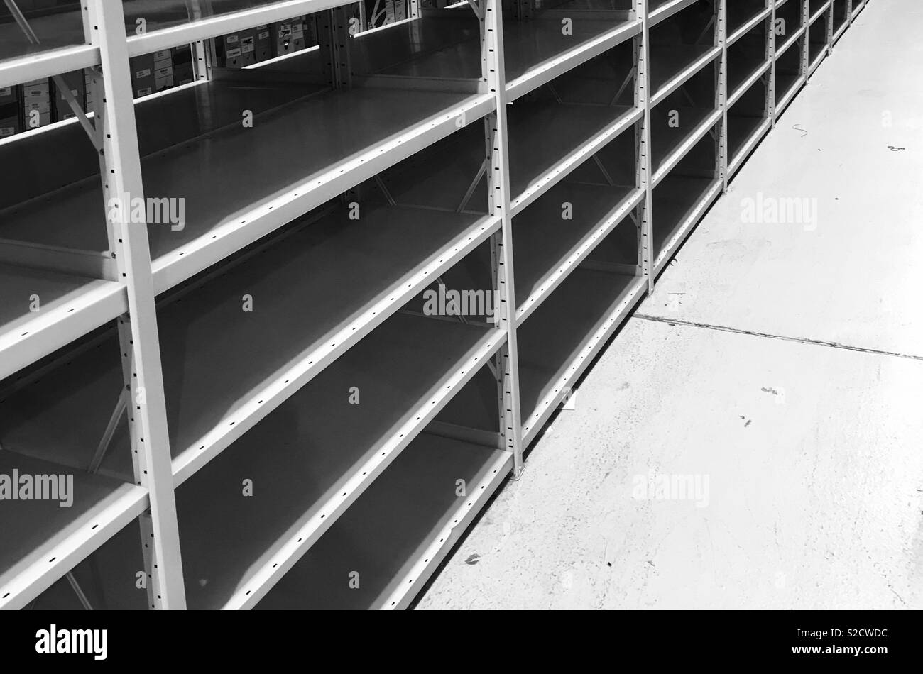 Empty warehouse shelving Stock Photo