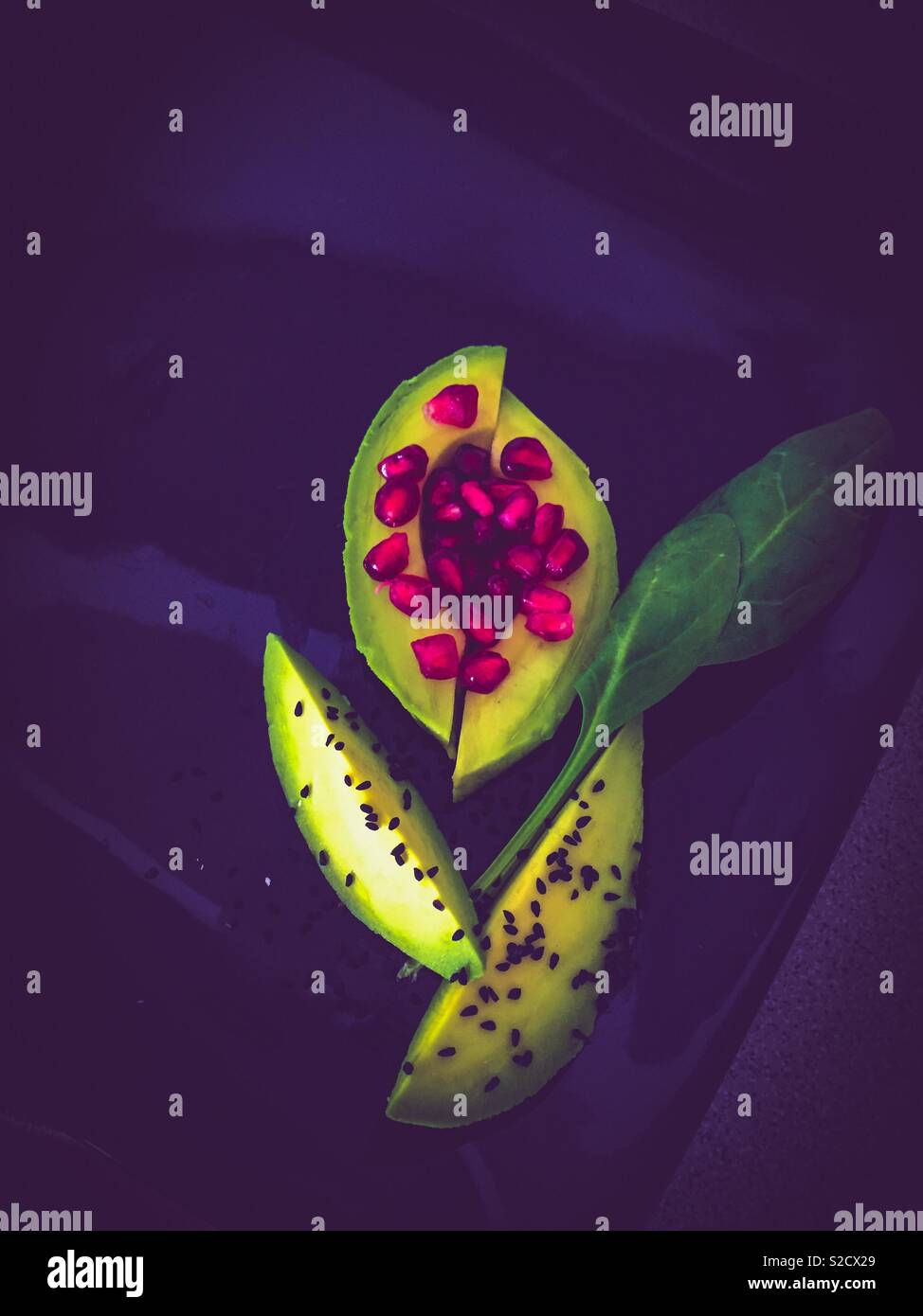 Food art, avocado flower Stock Photo