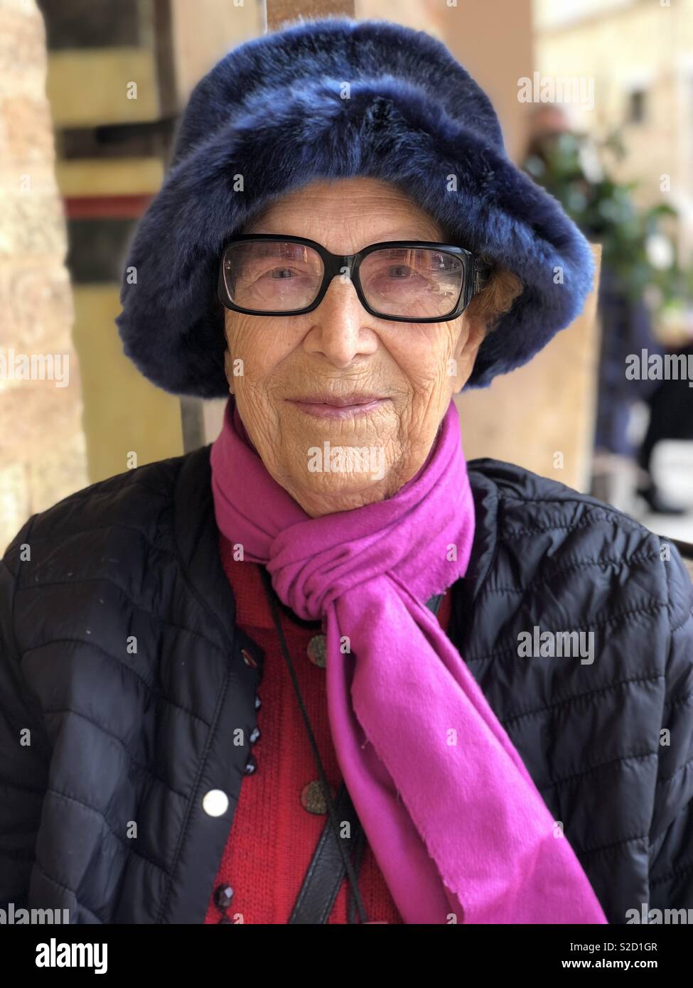 Old woman portrait with hat - Smartphone Captured Stock Image