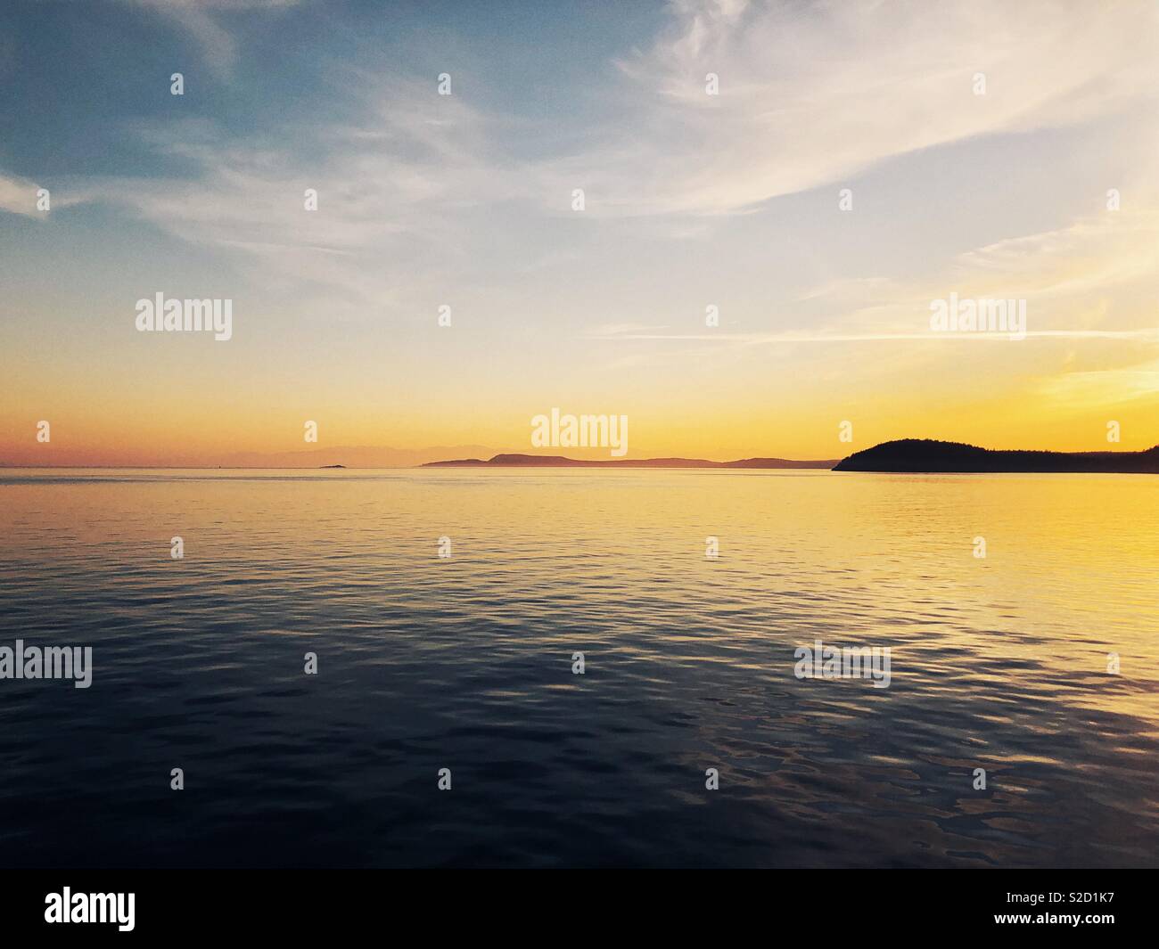 San Juan islands at sunset - Smartphone Captured Stock Image