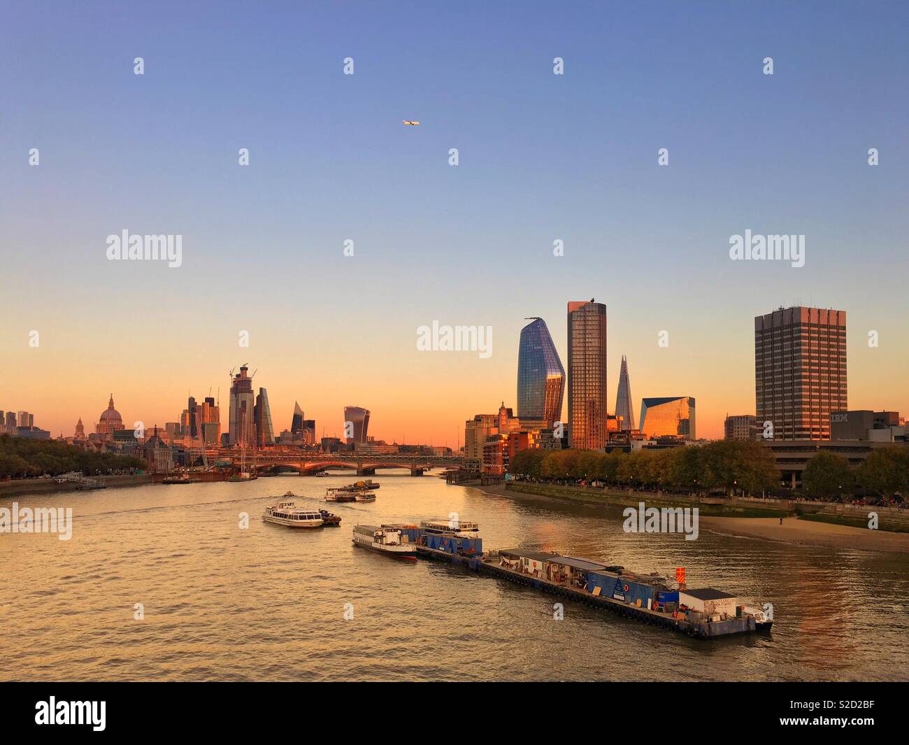 London skyline from Waterloo bridge to Bkackfriars bridge - Smartphone Captured Stock Image