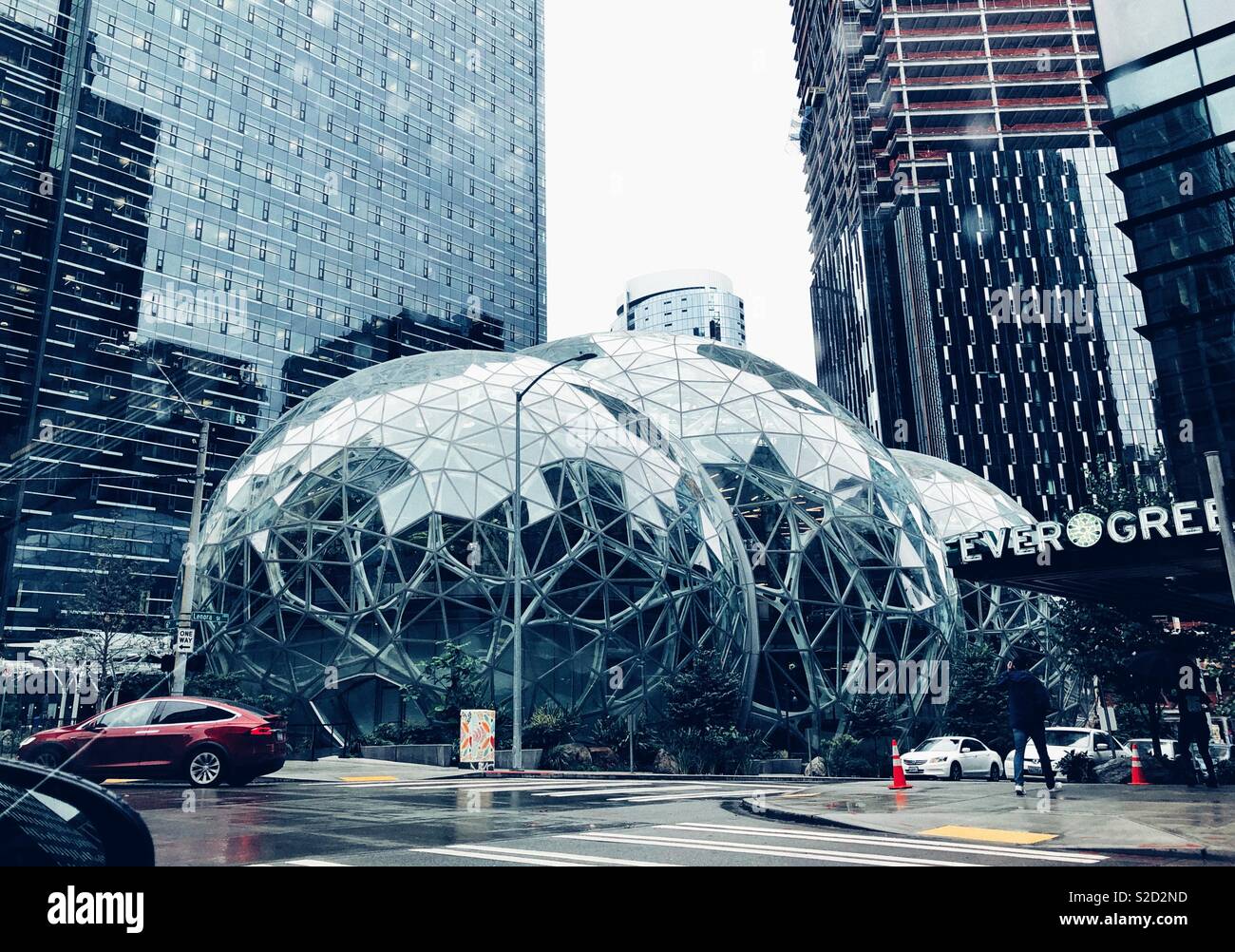 The Spheres of Amazon in Seattle - Smartphone Captured Stock Image