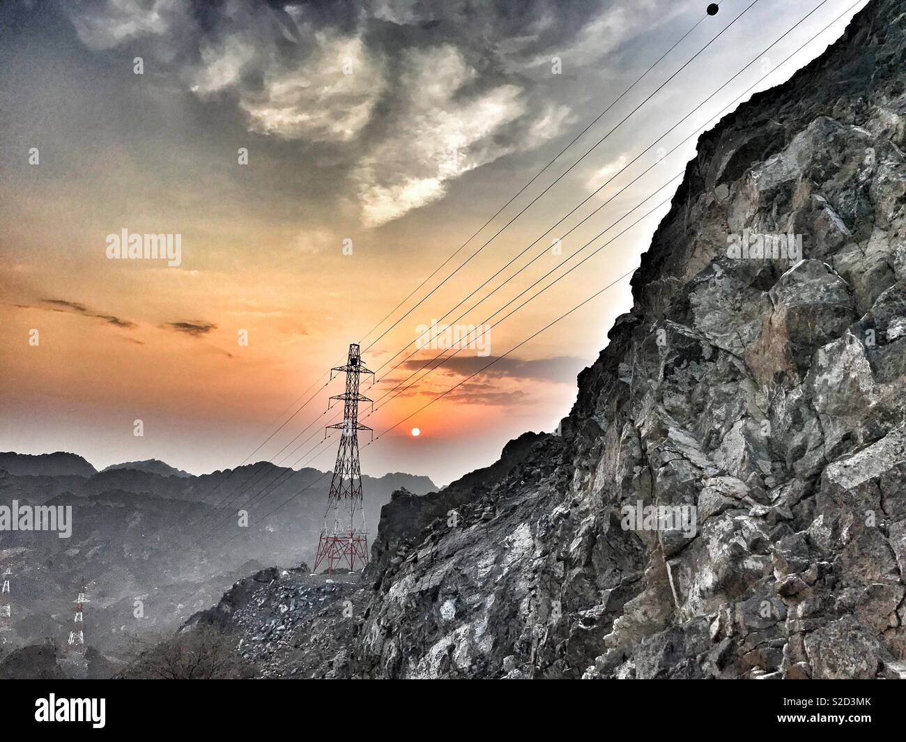 Morning view with Sunrise from top of the mountains - Smartphone Captured Stock Image
