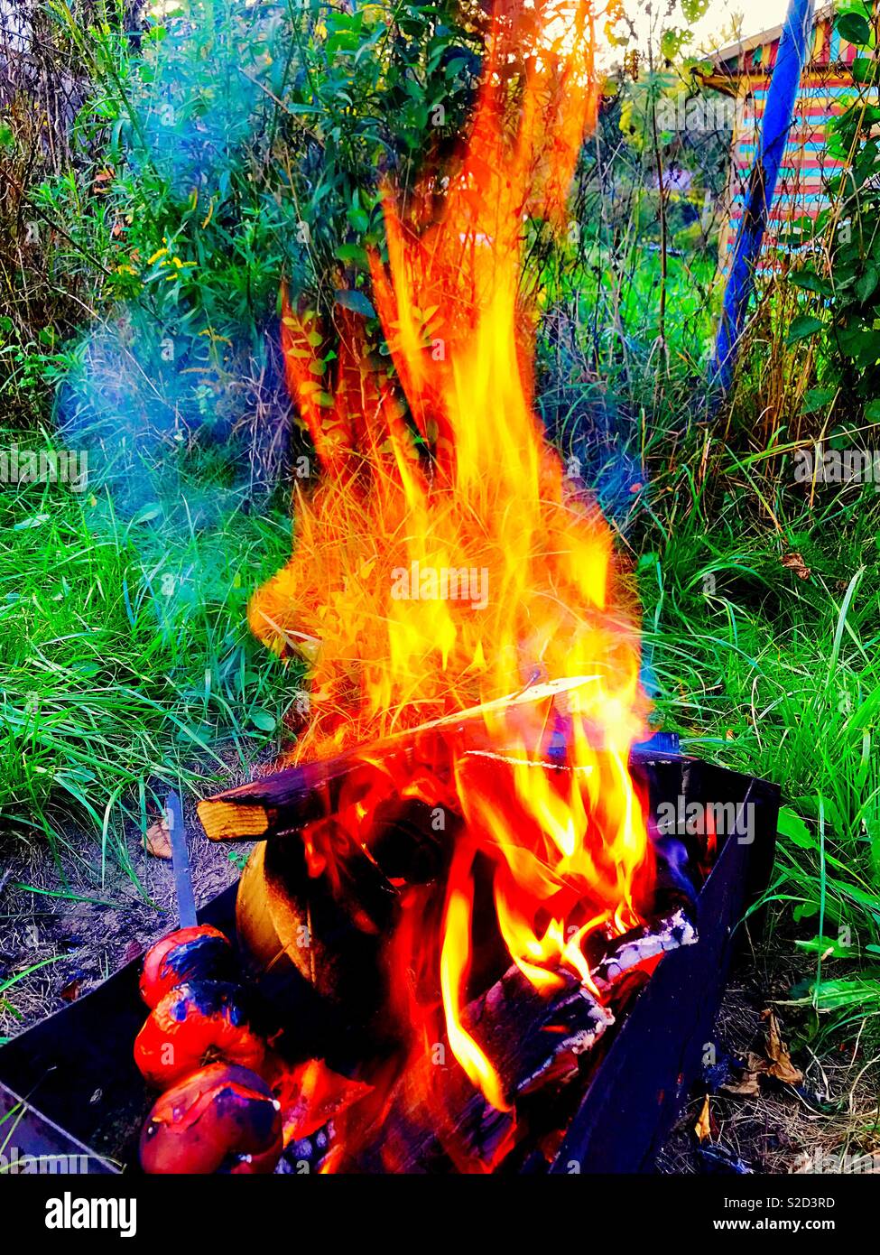 picnic fire - Smartphone Captured Stock Image