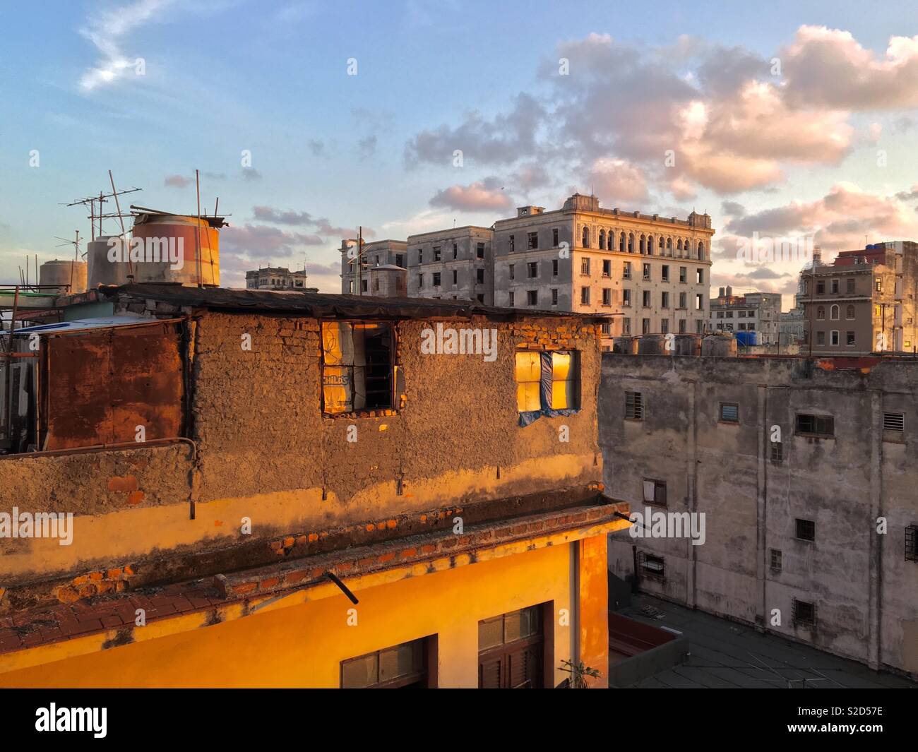 View of central Havana neighbourhood from locals apartments Stock Photo