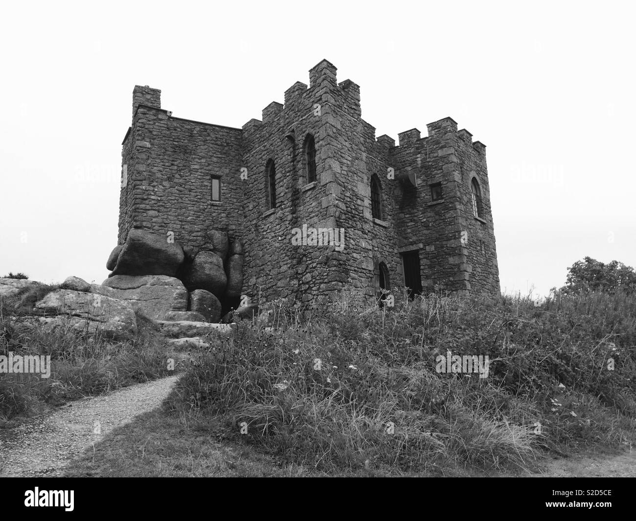 An old castle (now restaurant) in Cornwall. Stock Photo