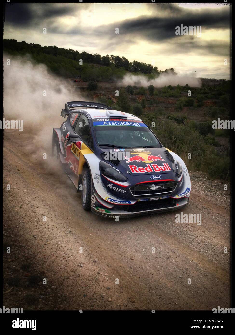 SPORT: WRC World Rally Championship SPAIN: 54 RallyRACC Catalunya-COSTA DAURADA Rally de España 2018. SS4 La Fatarella-Vilalba 1; Sebastien Ogier/Julien Ingrassia, FORD FIESTA WRC. 26th October 2018 - Smartphone Captured Stock Image