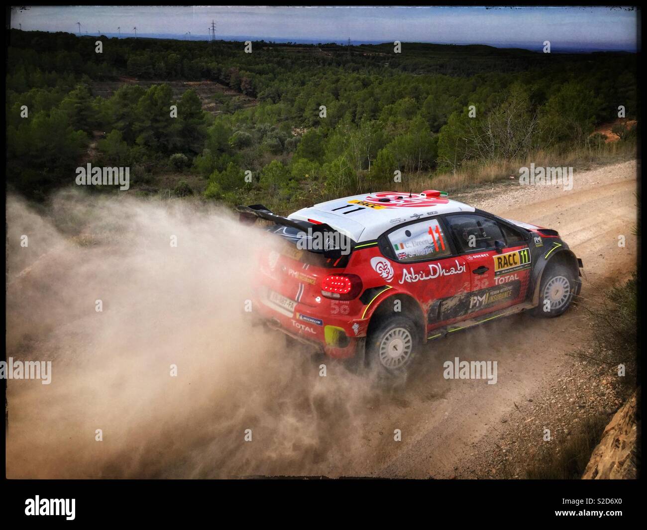 SPORT: WRC World Rally Championship SPAIN: 54 RallyRACC Catalunya Rally de España 2018. SS4 La Fatarella-Vilalba 1; Craig Breen/Scott Martin, CITROEN C3 WRC. 26th October 2018 - Smartphone Captured Stock Image