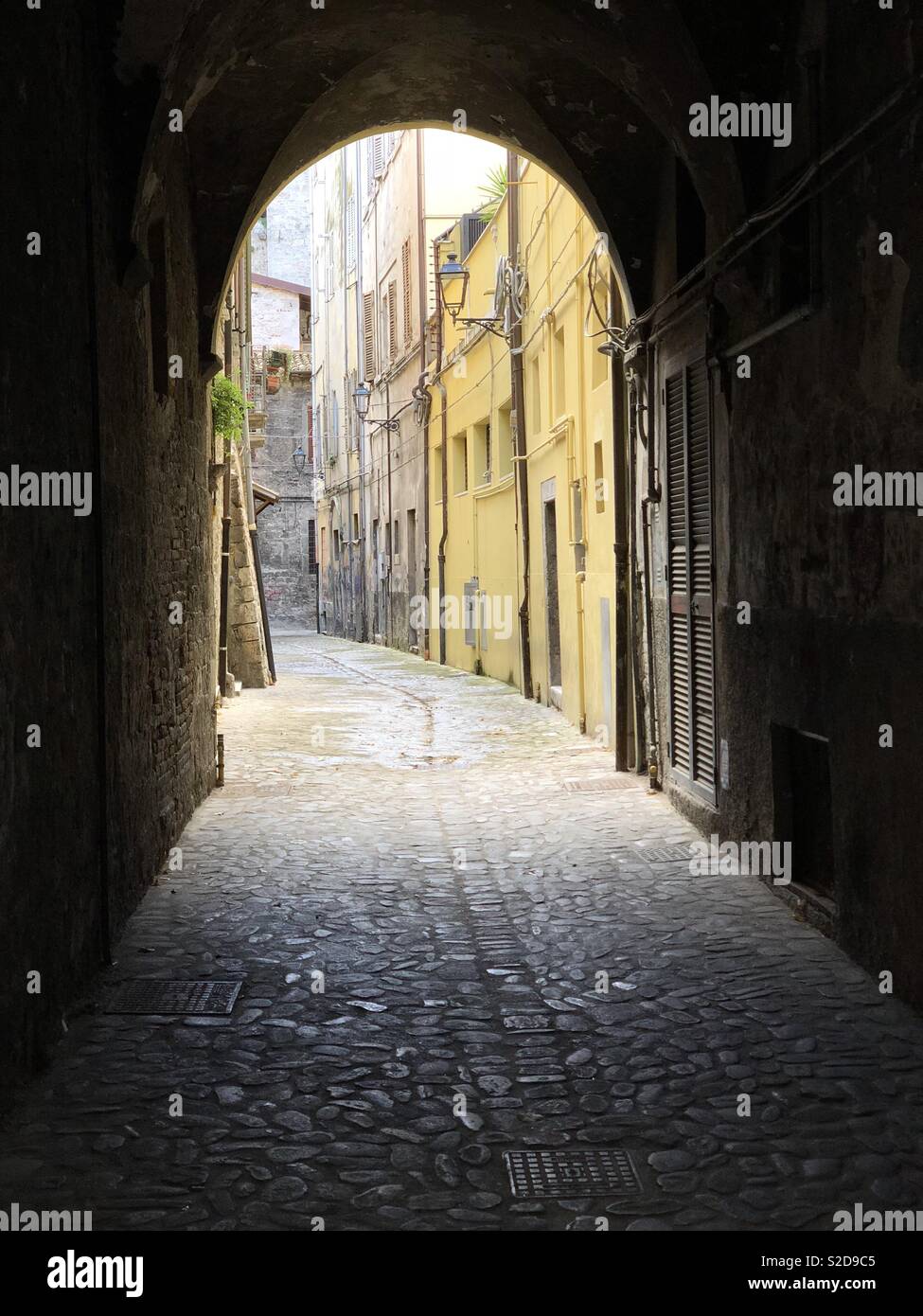 Medieval alley with daylight - Smartphone Captured Stock Image