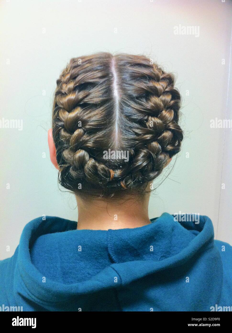 French braids hairstyle Stock Photo - Alamy
