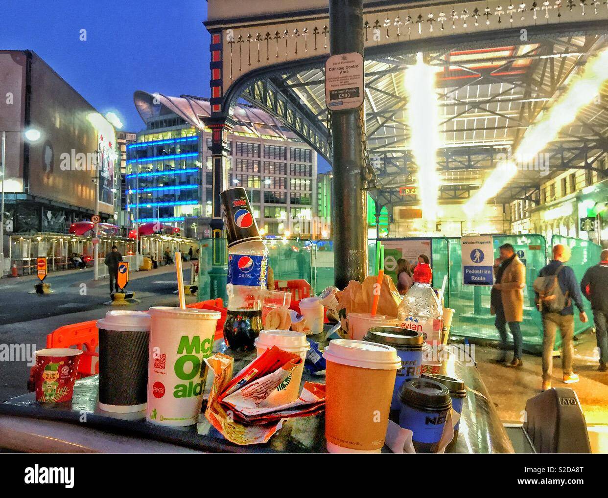Rubbish at London Victoria station. - Smartphone Captured Stock Image