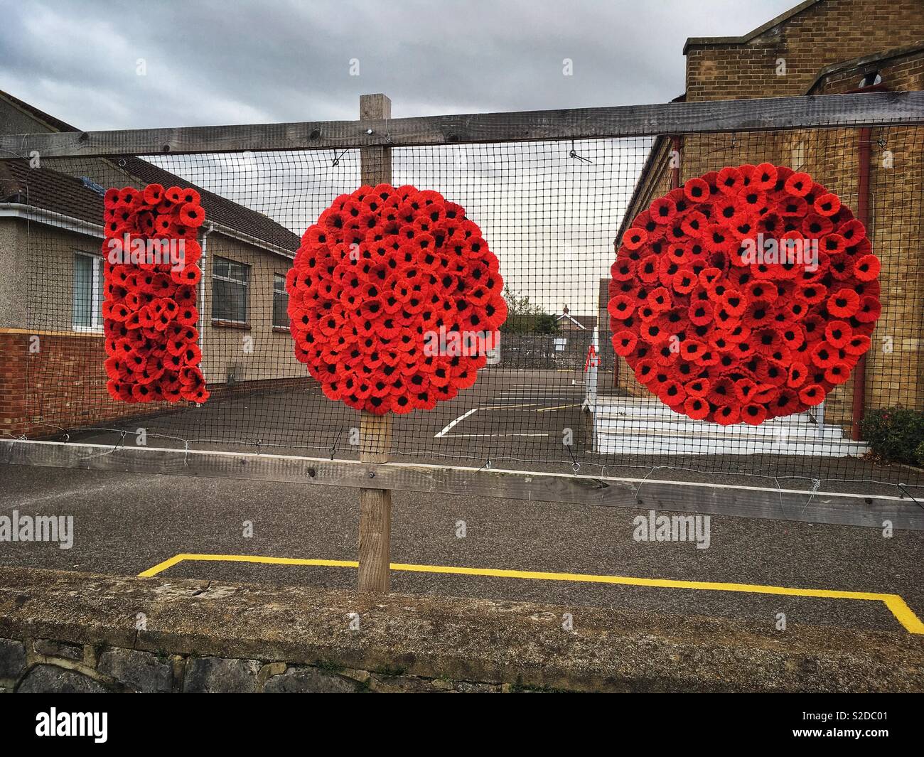 Poppies mark the centenary of the end of World War I at Milton Methodist Church in Weston-super-Mare, UK - Smartphone Captured Stock Image