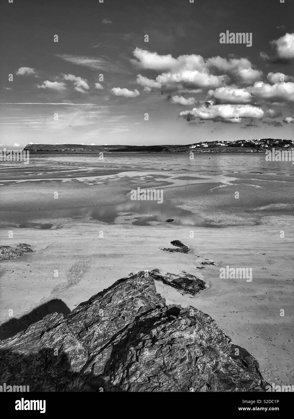 The Camel estuary, looking towards Pentire Head  and Daymer Bay, North Cornwall,late October. Stock Photo