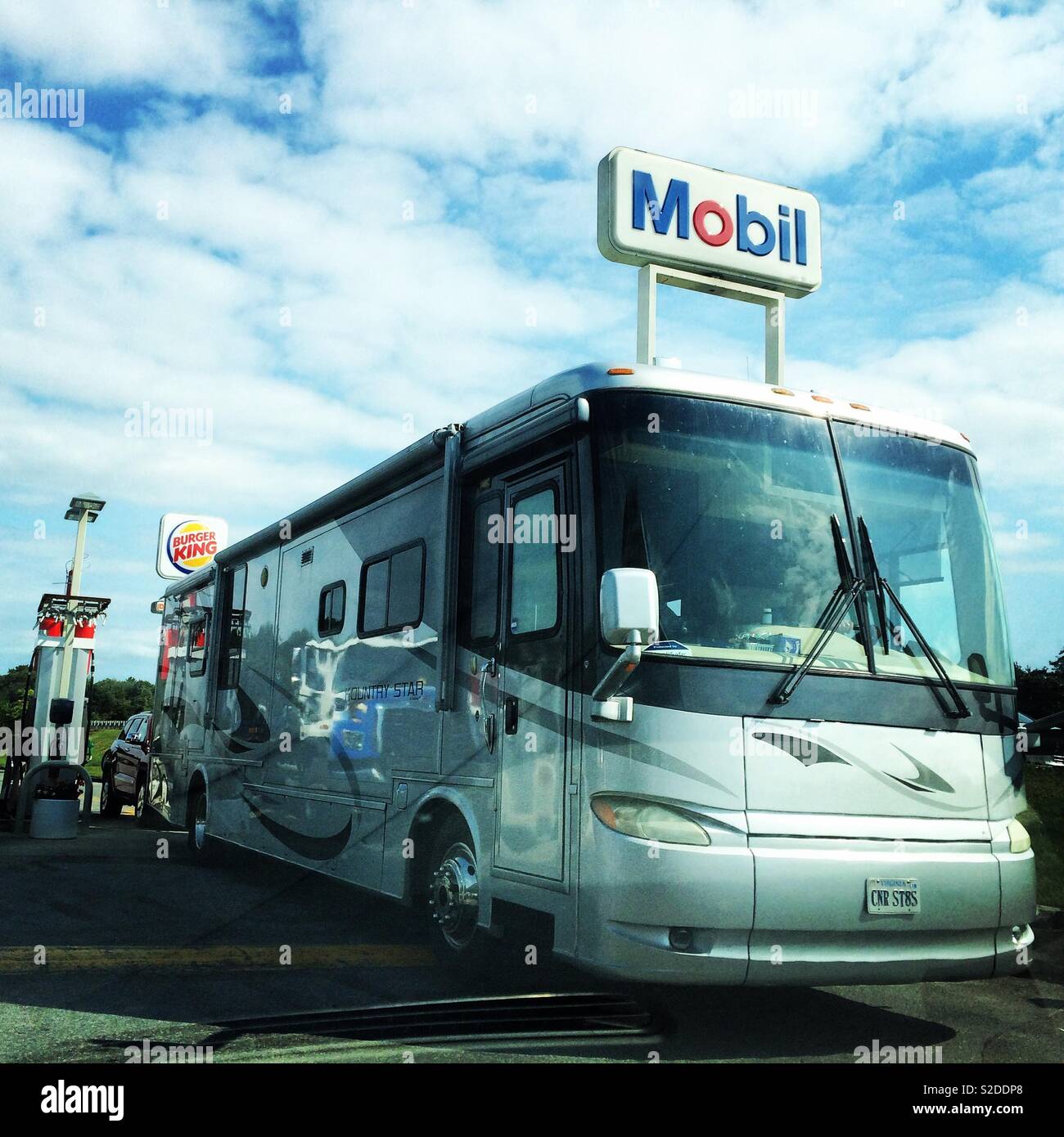 Large RV at a gas station Stock Photo Alamy