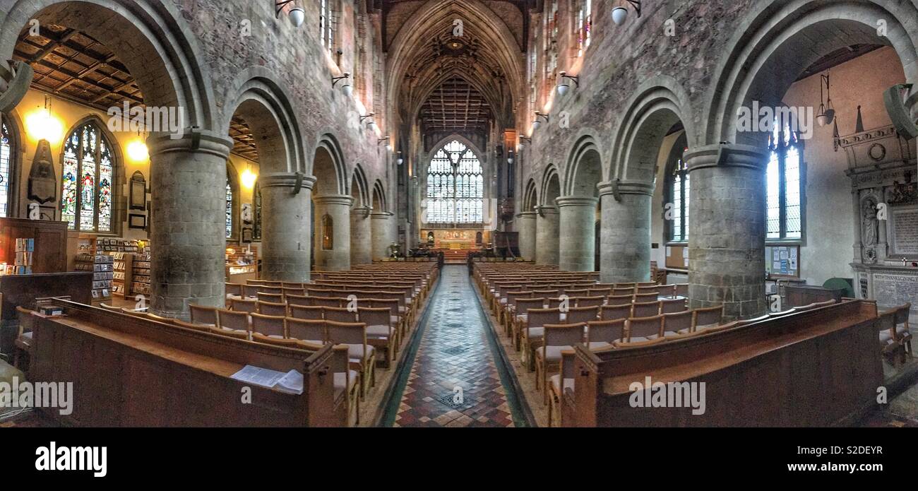 Interior Great Malvern Priory Worcestershire uk Stock Photo