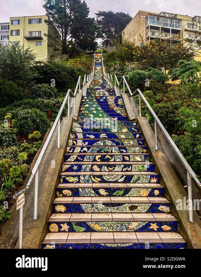 16th Ave Tiled Steps, San Francisco Stock Photo