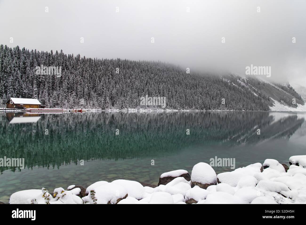 Lake Louise in snow Stock Photo - Alamy