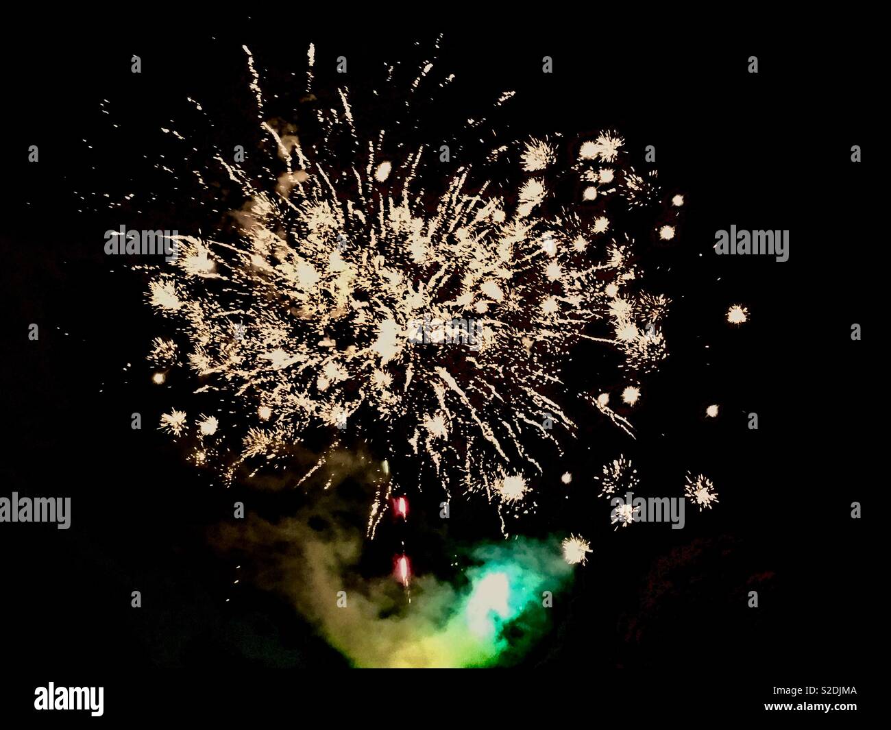 Fireworks, Chipperfield Common, Chipperfield, Hertfordshire. Stock Photo
