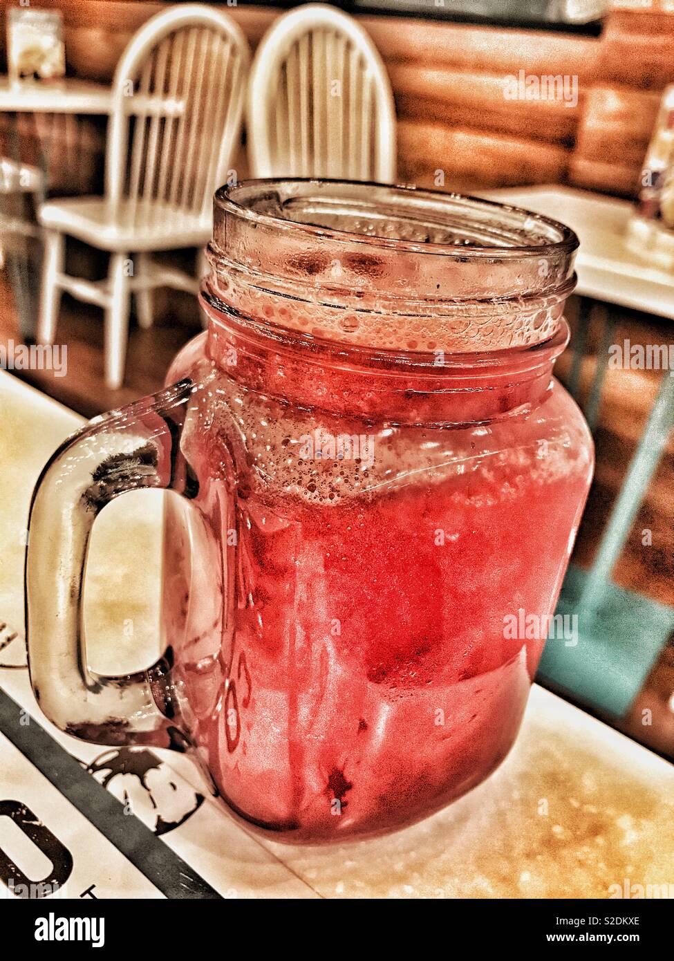 Pink drink at a restaurant - Smartphone Captured Stock Image