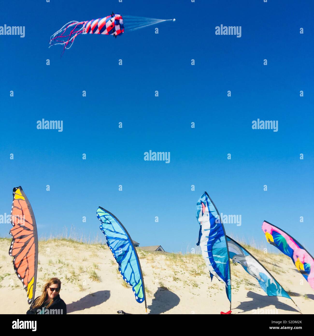 Kites are pictured at the Kure Beach kite festival in Kure Beach, N.C