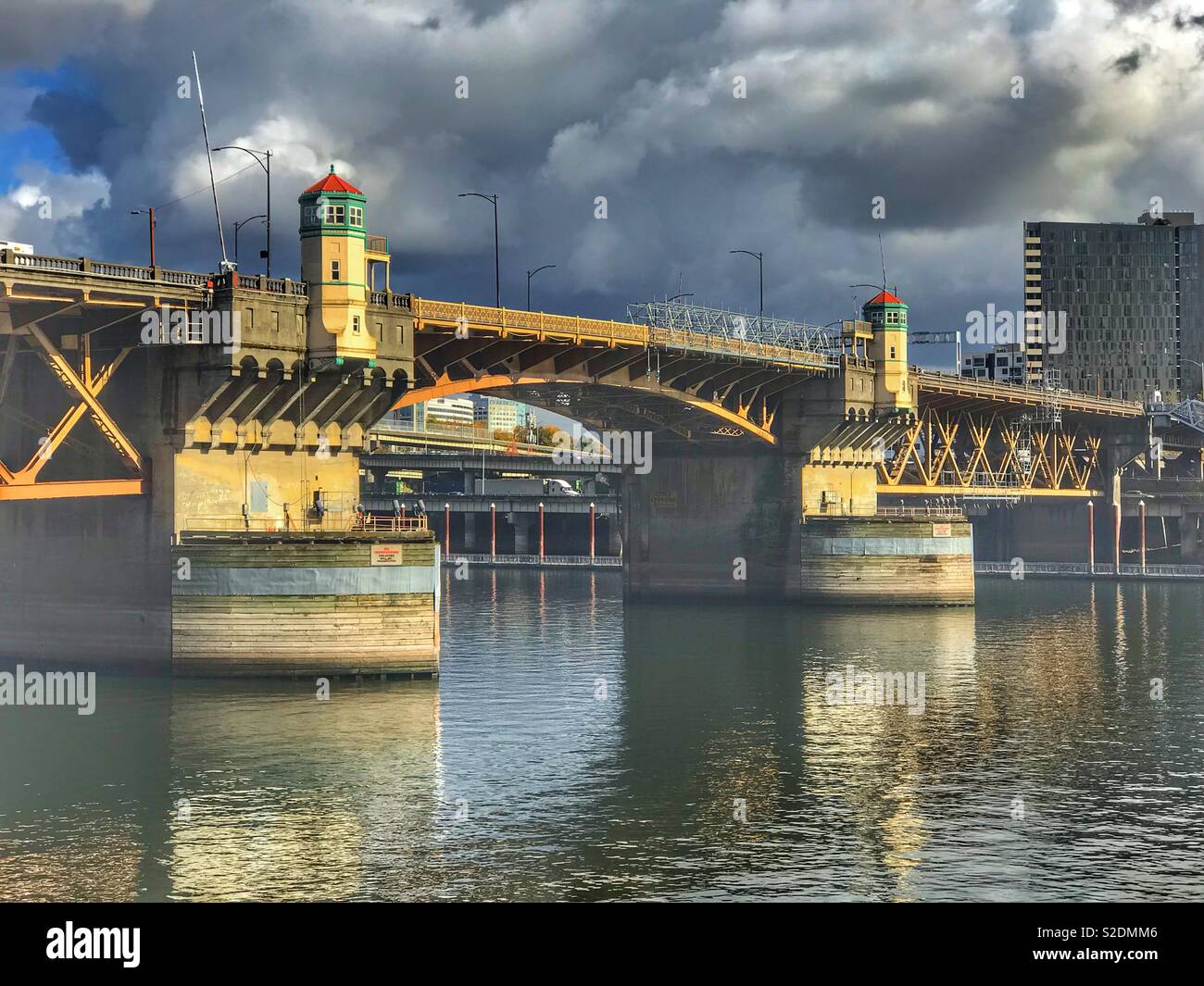 Bridge over the Willamette river in Portland Oregon USA - Smartphone Captured Stock Image