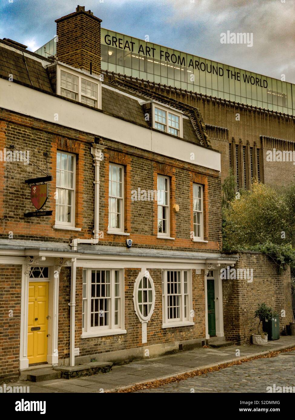 Houses in front of Tate Modern building, London, UK - Smartphone Captured Stock Image