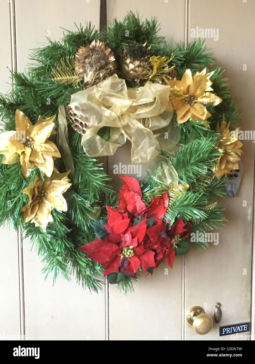 Handmade Vintage Floral Christmas Wreath Decoration Hanging From