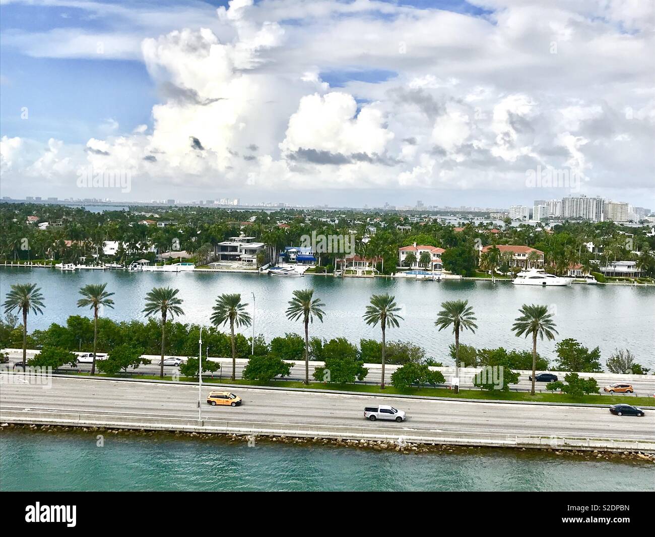 Aerial view of celebrity houses in Miami Stock Photo