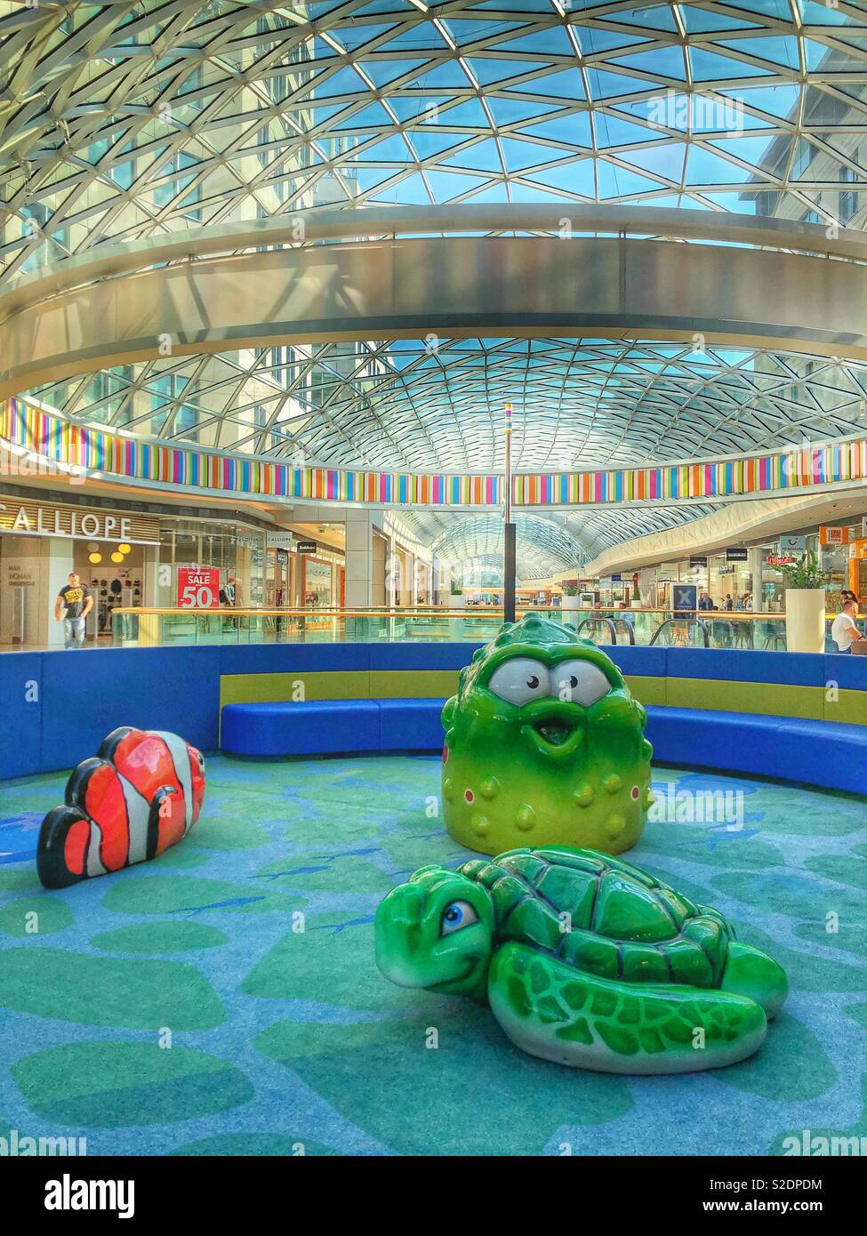 A children’s play area in a shopping mall in Bratislava, Slovakia. - Smartphone Captured Stock Image
