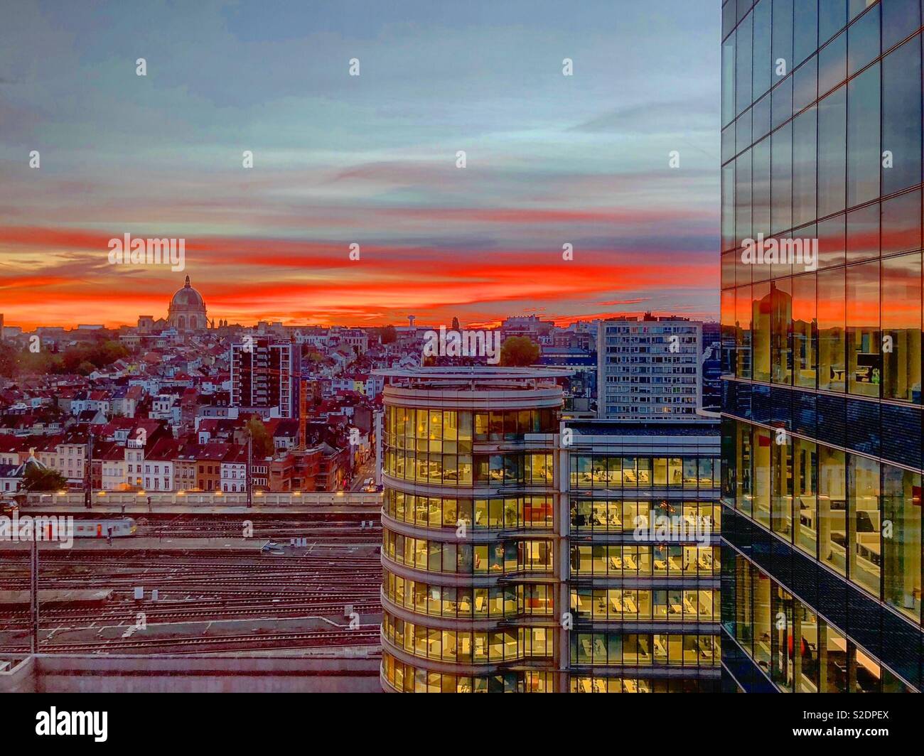 Red sky city - Smartphone Captured Stock Image