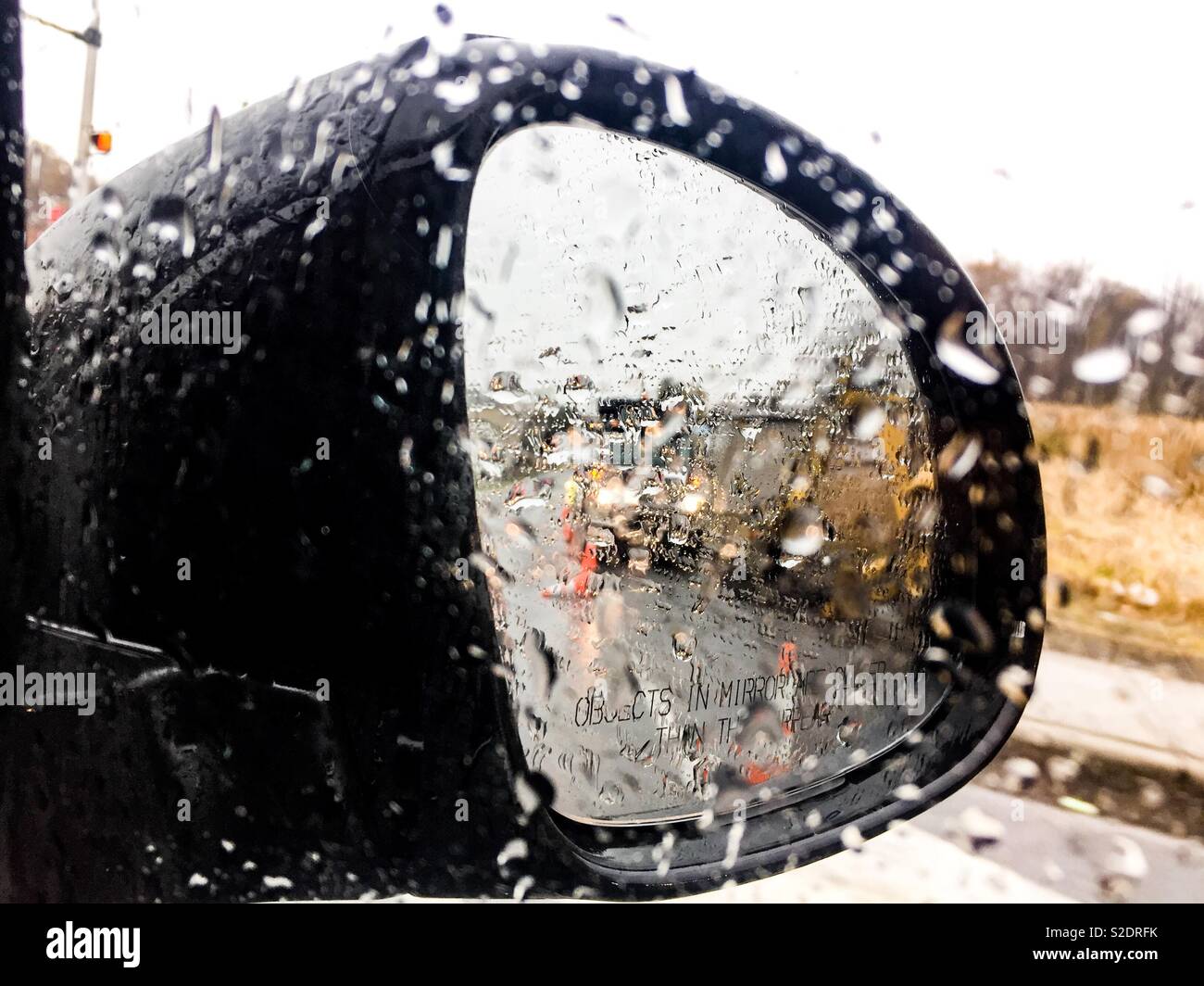 Road repairs in heavy rain - Smartphone Captured Stock Image
