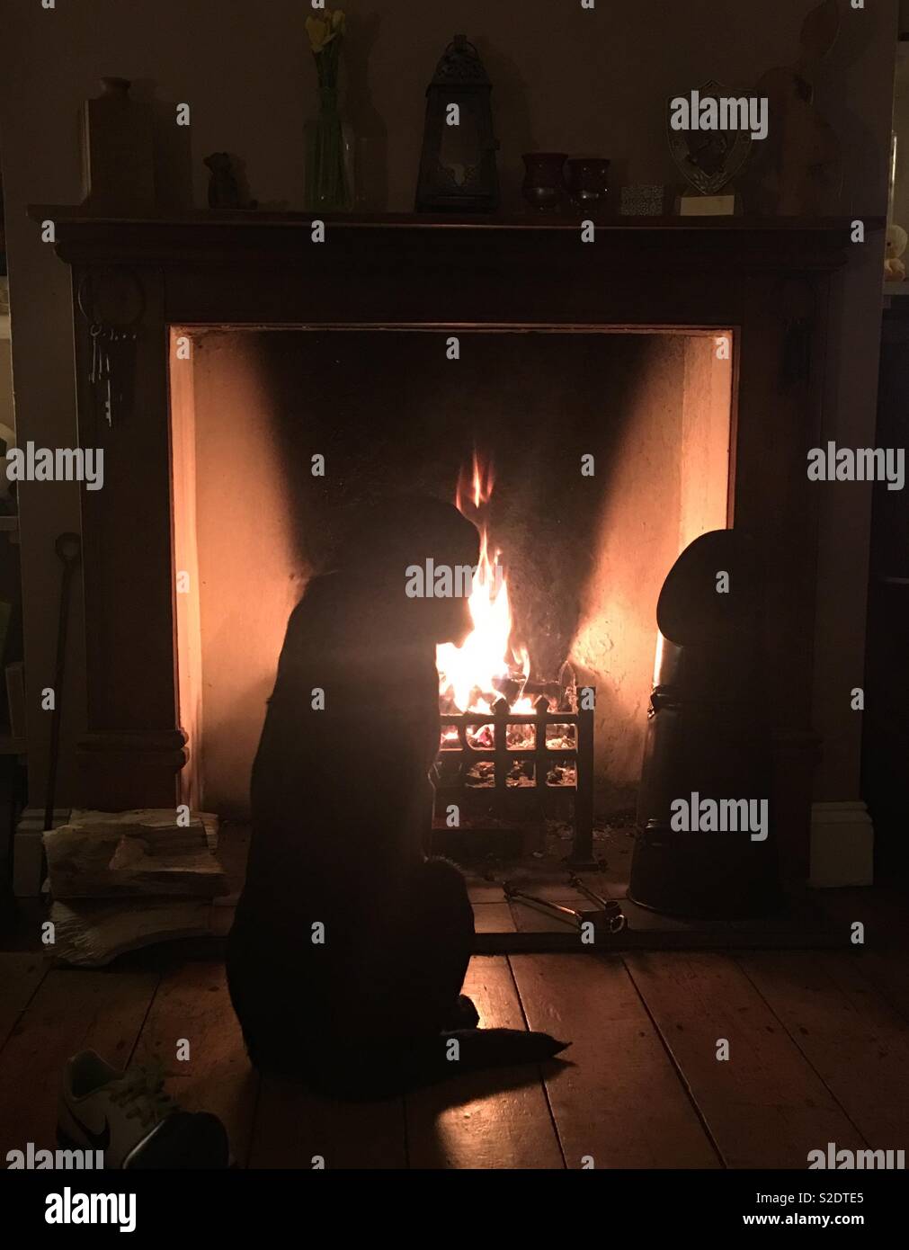 Cosy fireplace Stock Photo