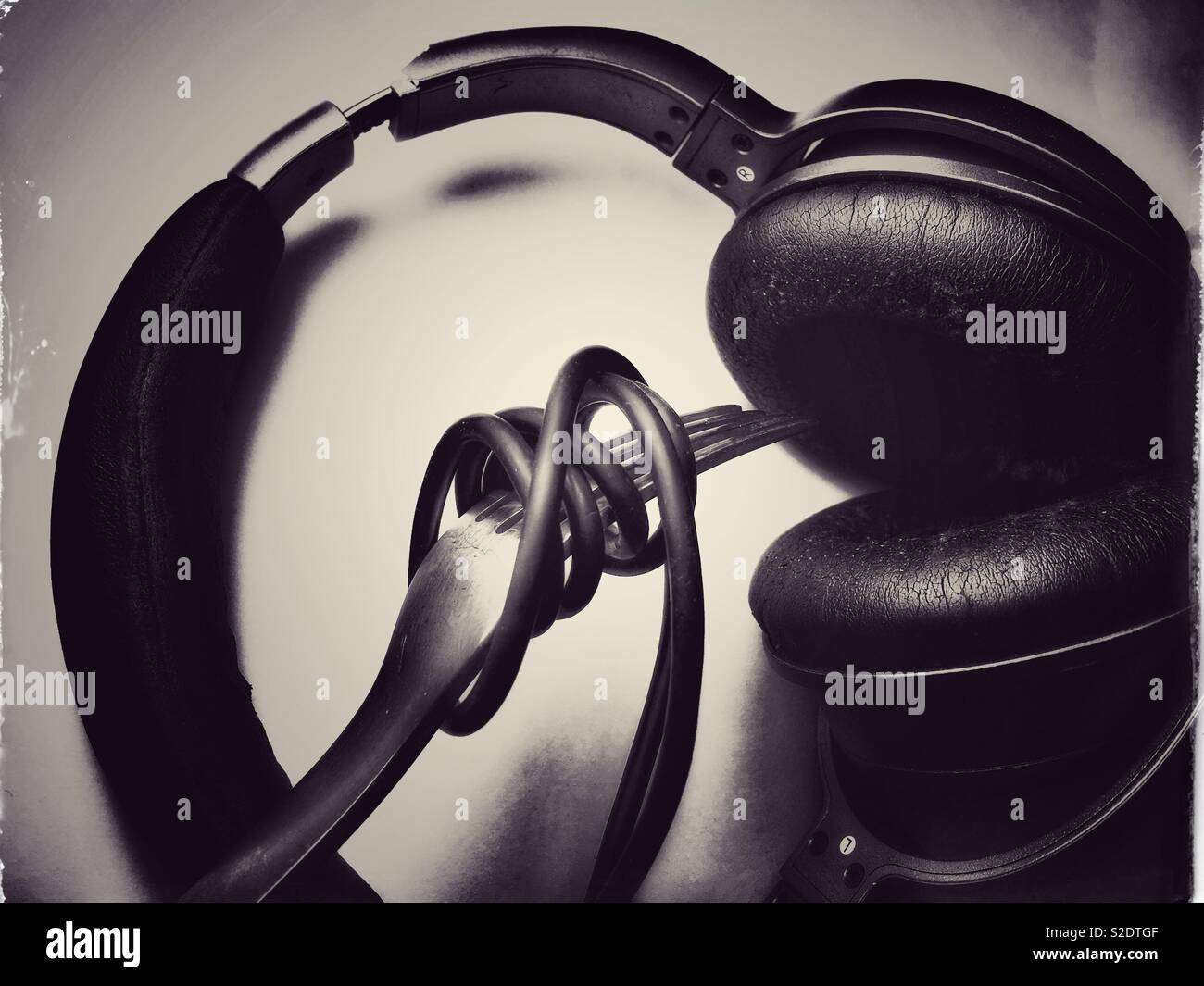 Headphones eating wires - Smartphone Captured Stock Image