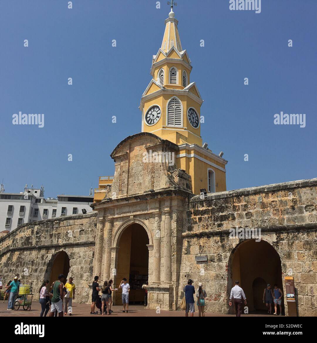 The clock tower in Centro in Cartagena, Colombia Stock Photo Alamy