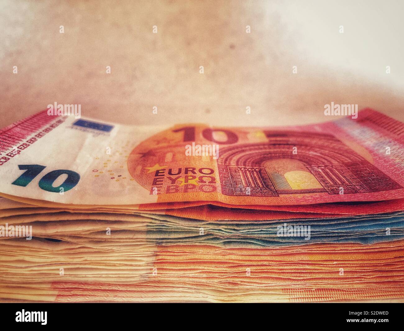 Pile of Euro banknotes Stock Photo