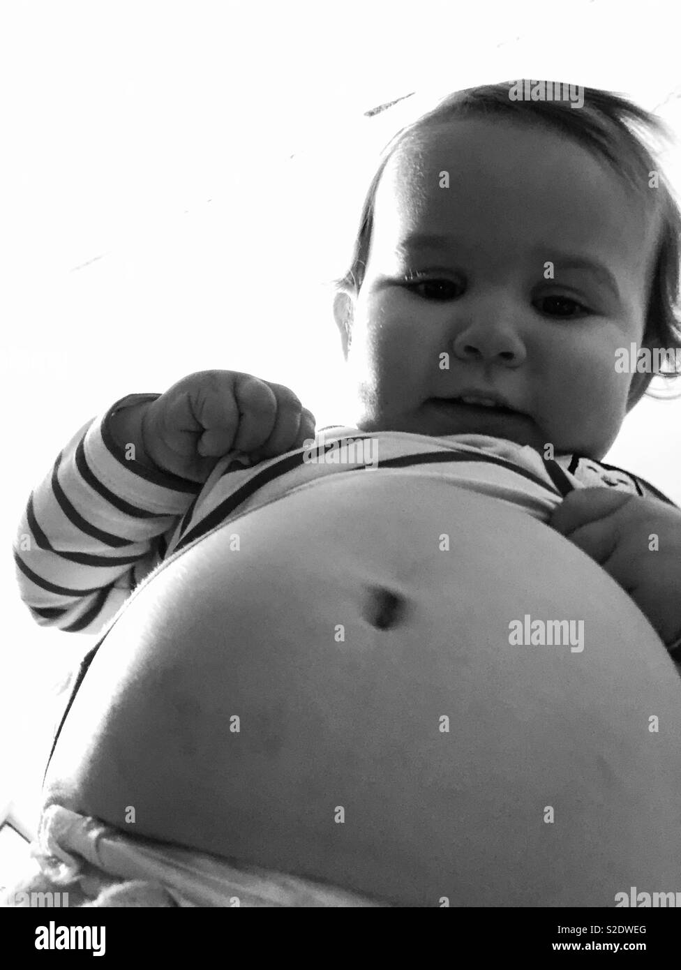 Happy toddler big tummy Stock Photo