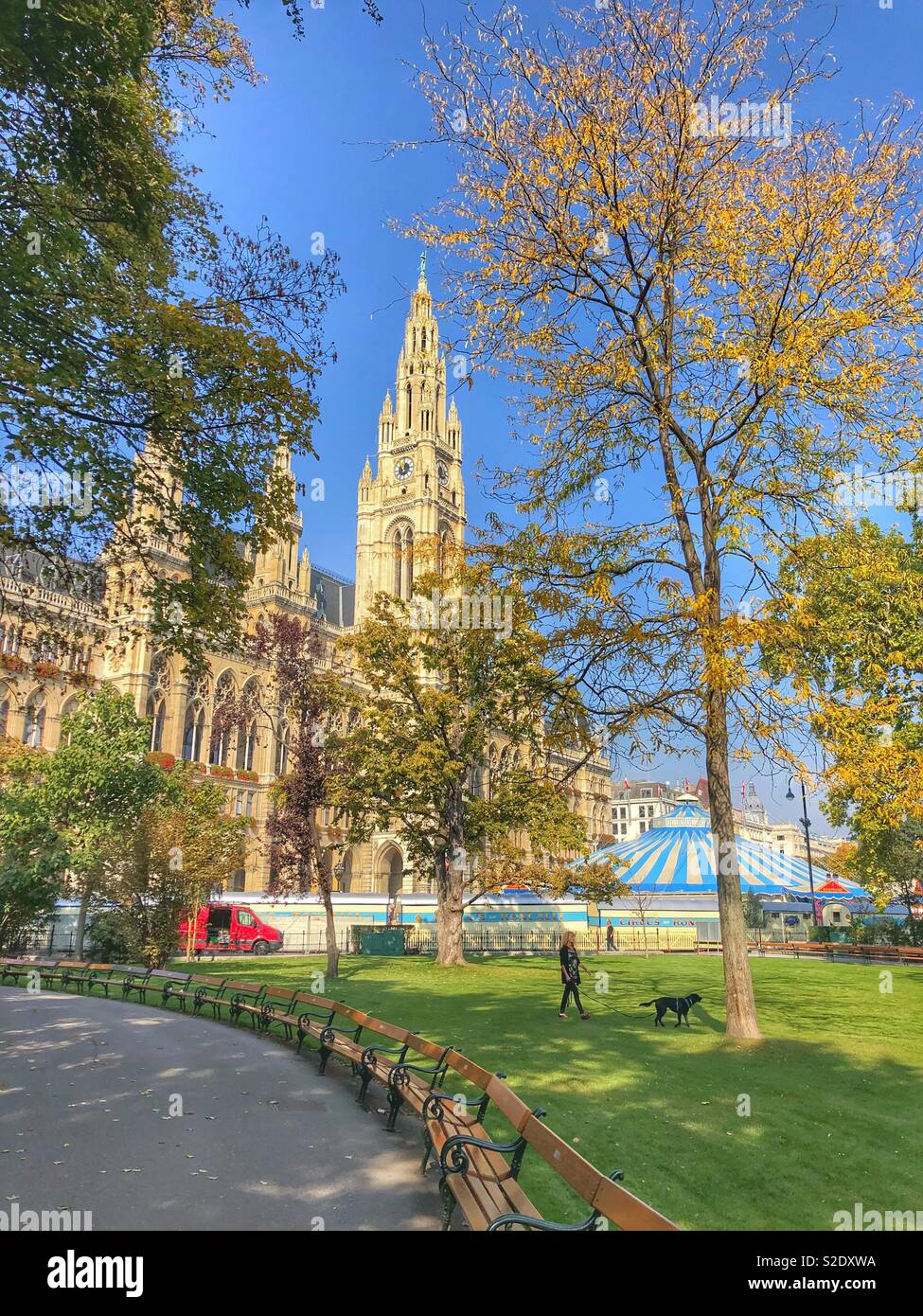 Rathausmarkt park in Vienna, Austria. - Smartphone Captured Stock Image