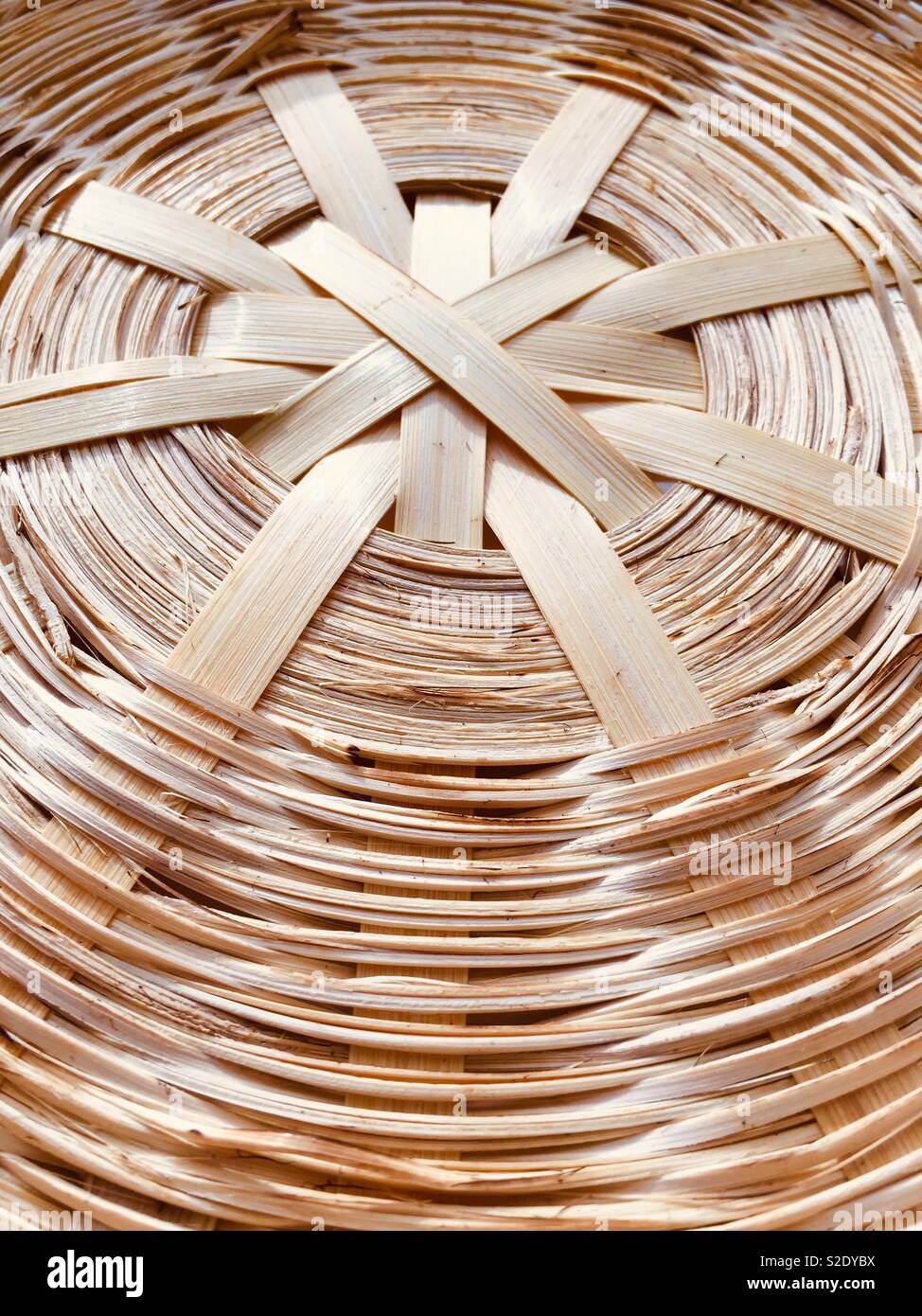Straw basket - natural texture, circular, round form Stock Photo