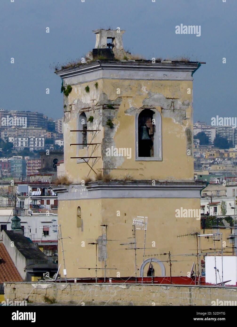 Bell Tower in Naples Italy Stock Photo