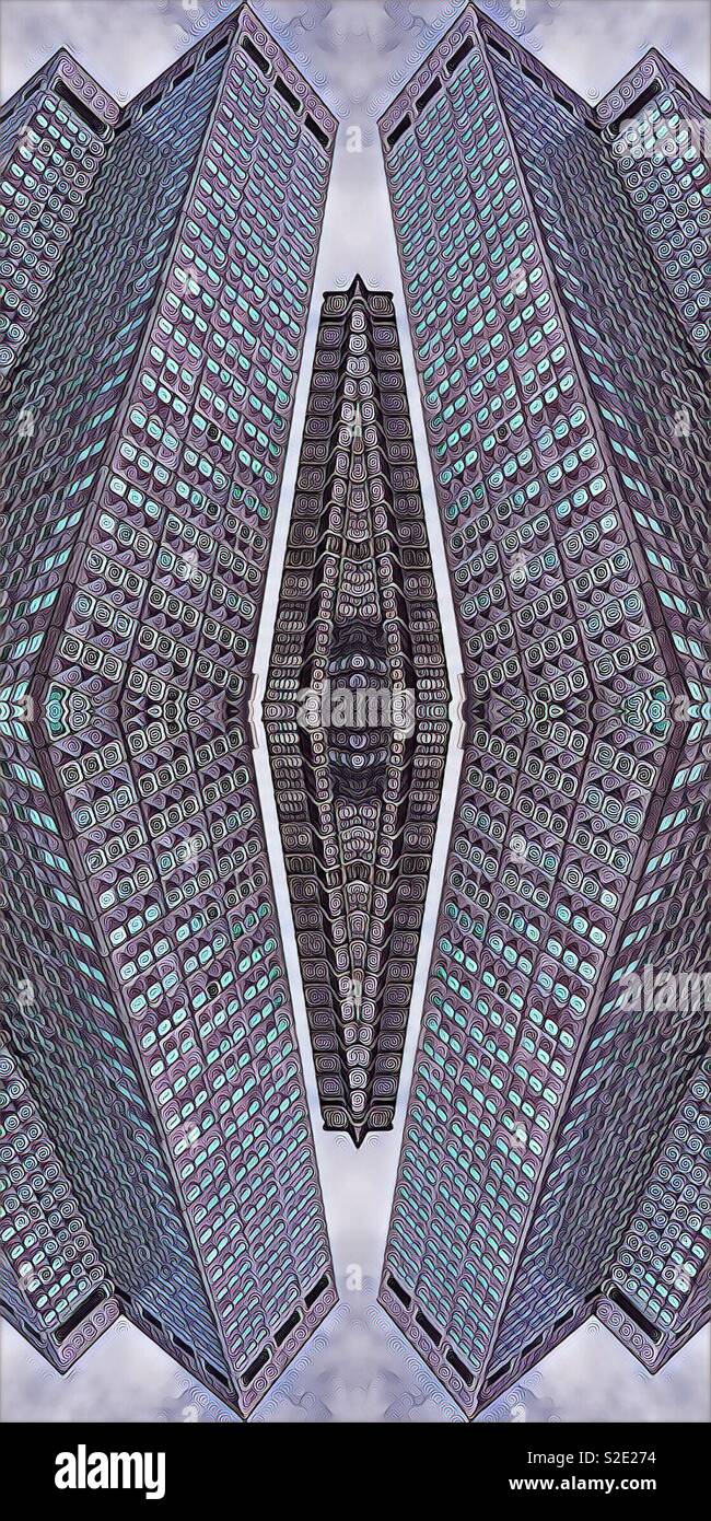 An abstract digital artwork created from an image of the Alcoa Building and the USX Tower in Pittsburgh Pennsylvania Stock Photo