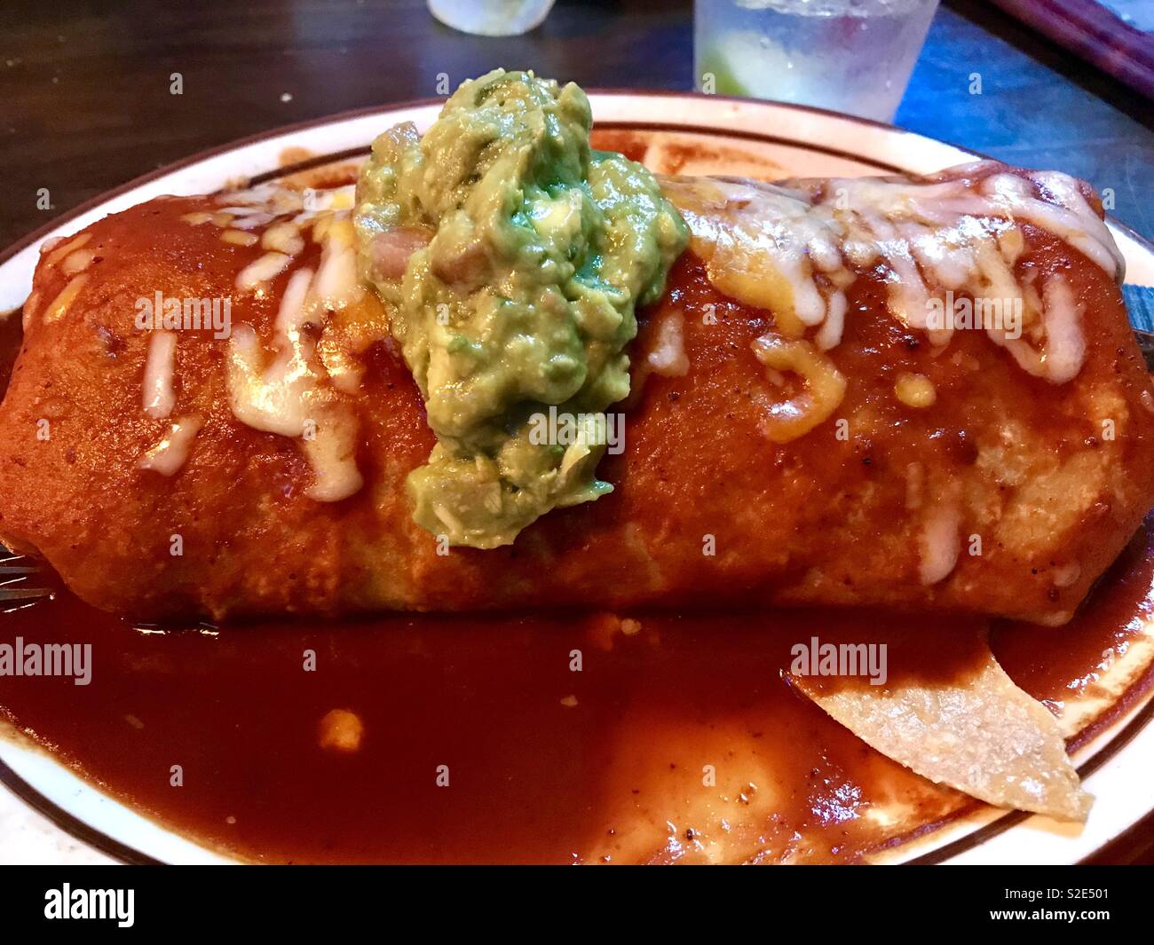 Super Mex Burrito -shredded chicken Stock Photo - Alamy