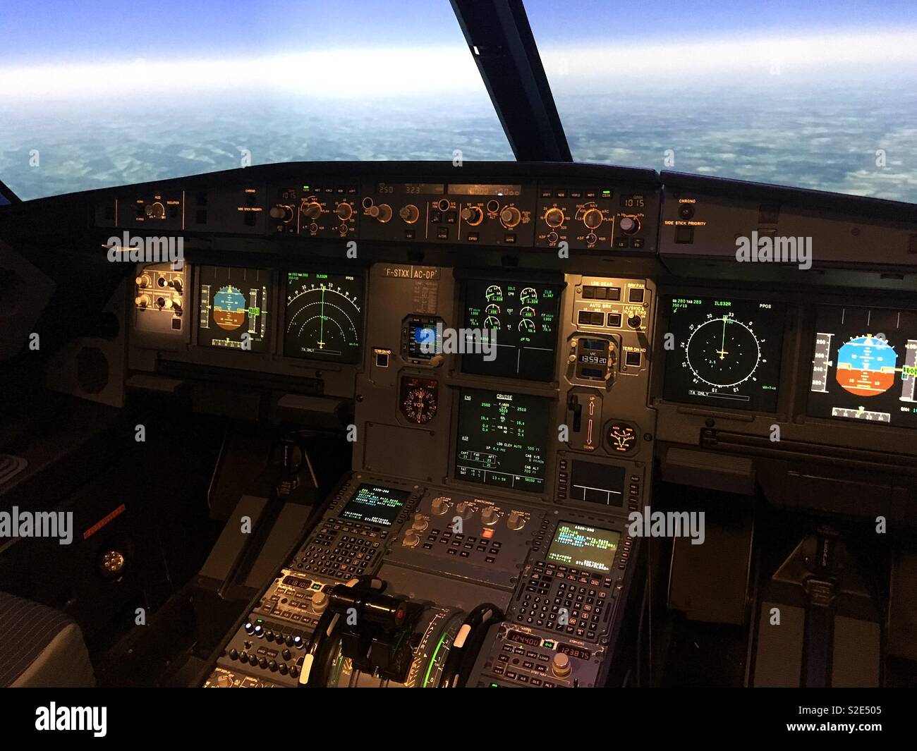 A320 Cockpit Stock Photo