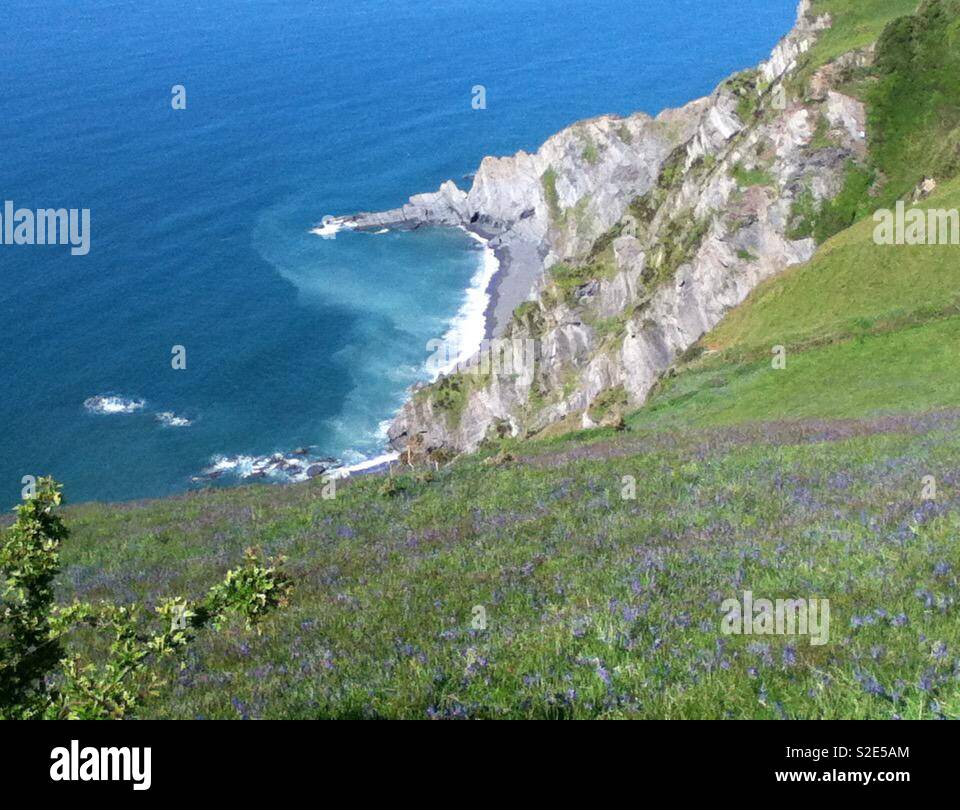 North Devon coast from 250 feet above sea level Stock Photo