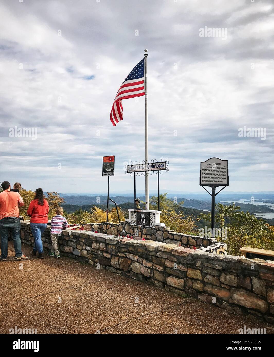 A family enjoying the views at Veteran’s Overlook. Bean Station