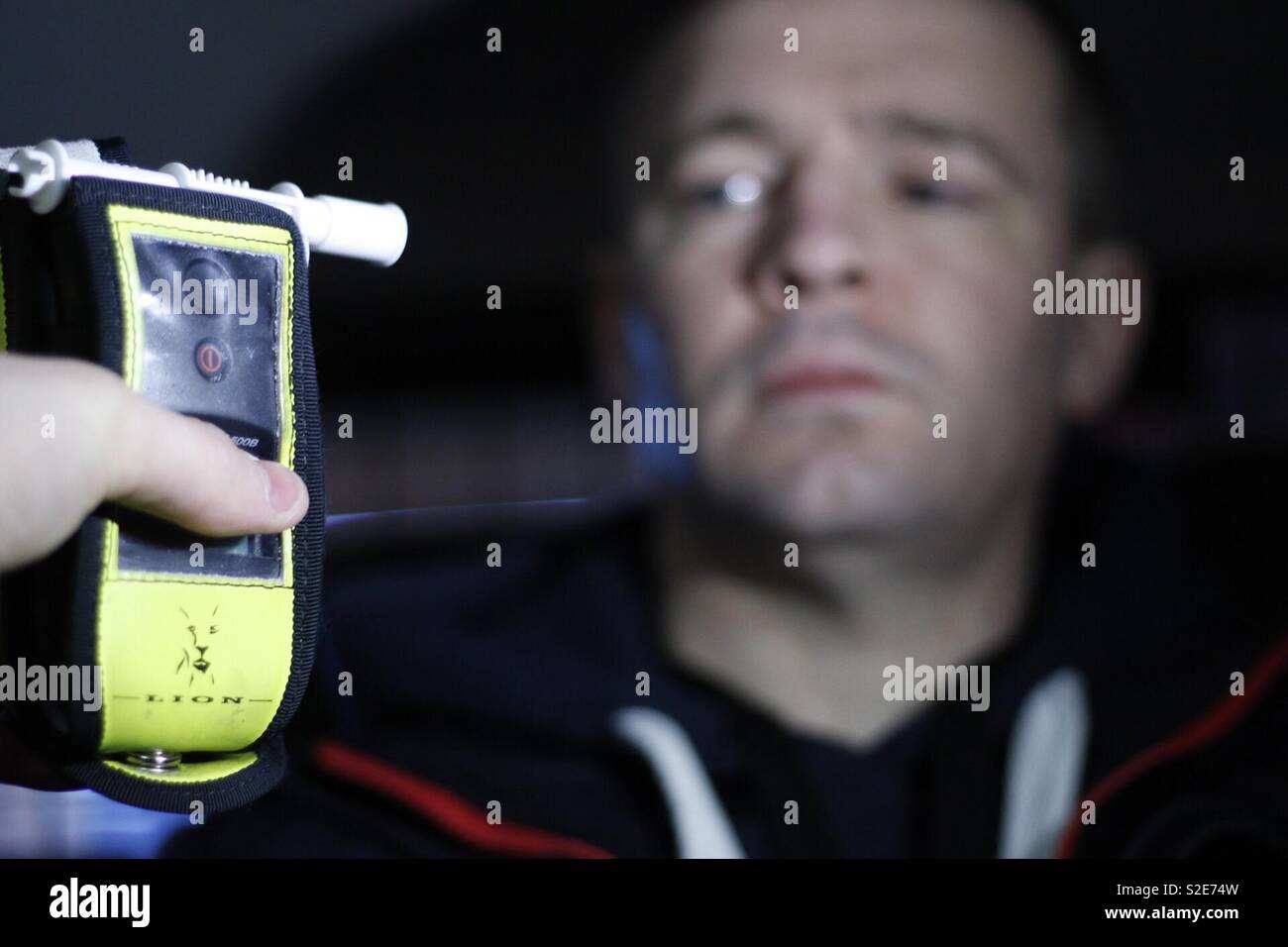 Police breath testing a driver Stock Photo Alamy