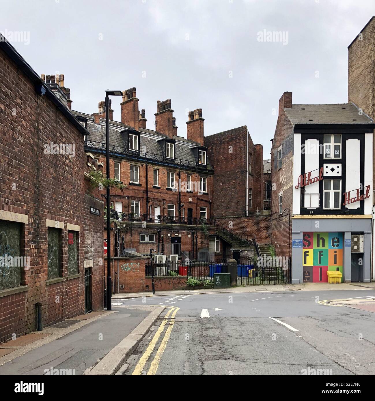 The remaining part of historic Athol Hotel in Sheffield, England, seen