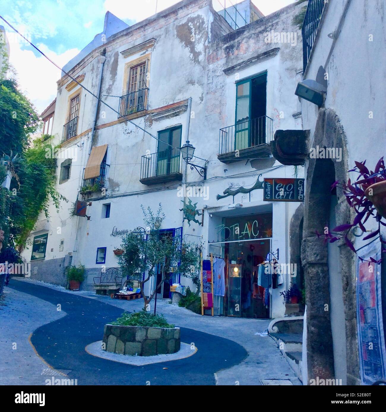 Shops in old part of Forio town, Ischia, Italy Stock Photo Alamy