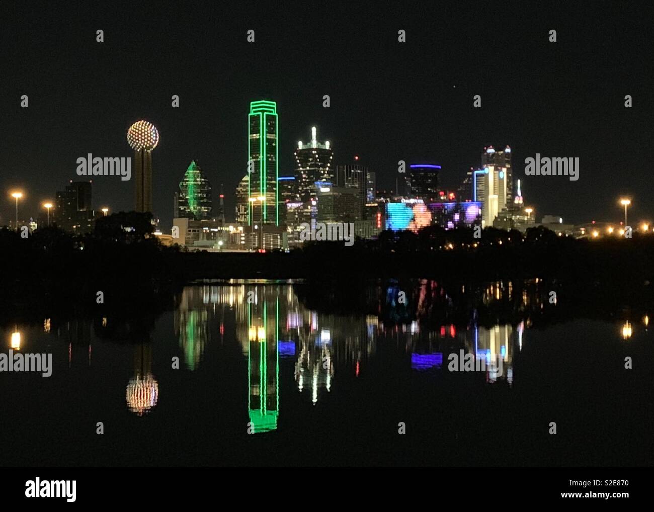Dallas skyline at night - Smartphone Captured Stock Image