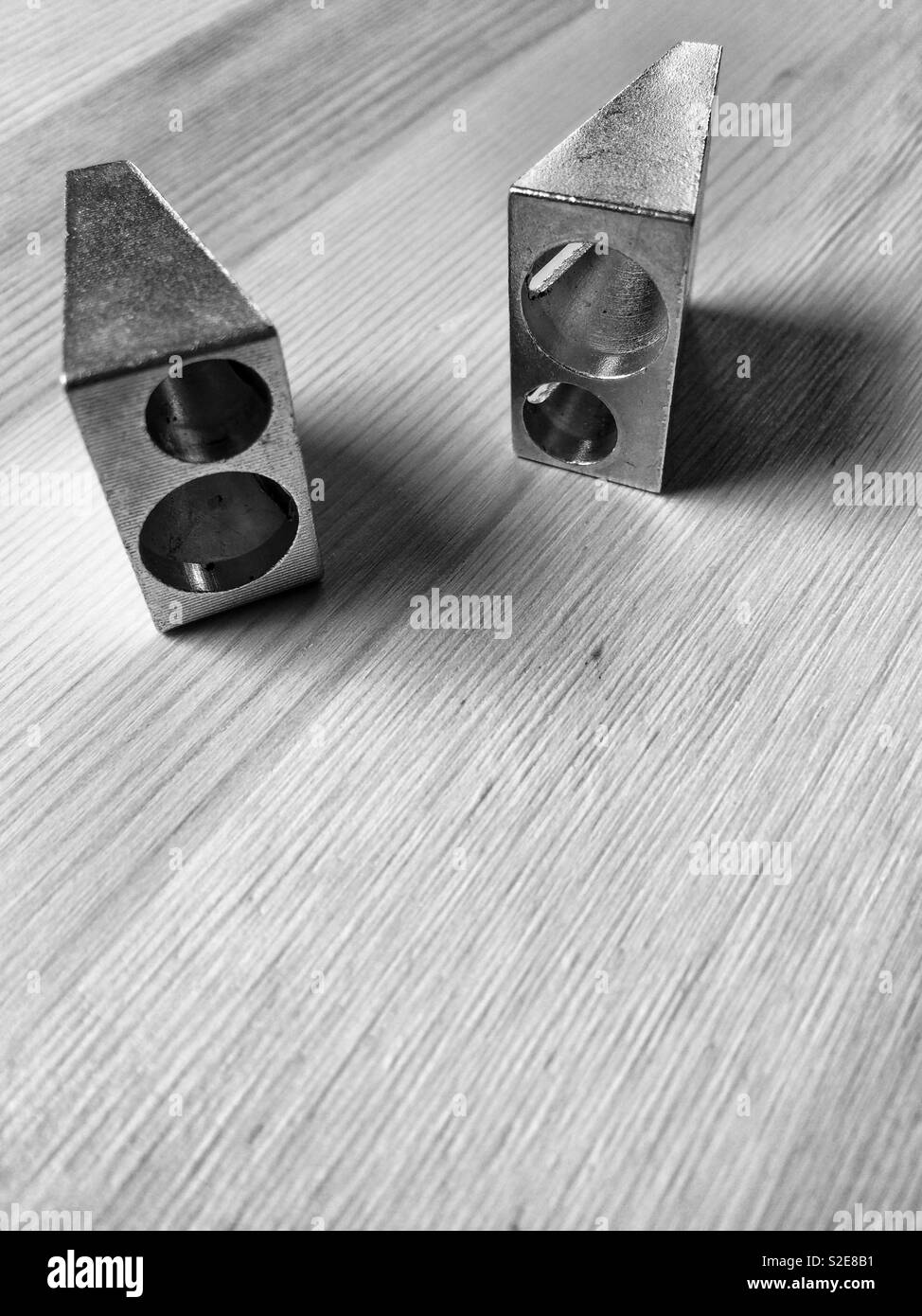 Close up view of  isolated sharpeners in monochromatic tone Stock Photo